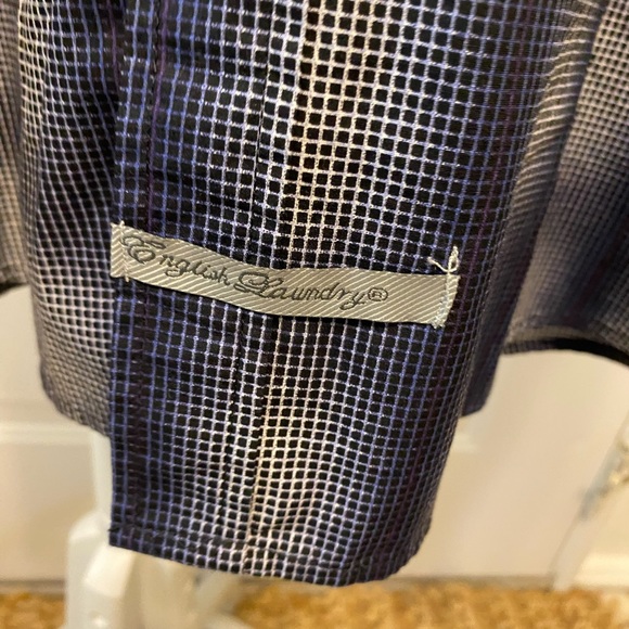NWT English Laundry Ombre Micro Plaid Grid Button Down Shirt Flip Cuff LS XL - Picture 6 of 11
